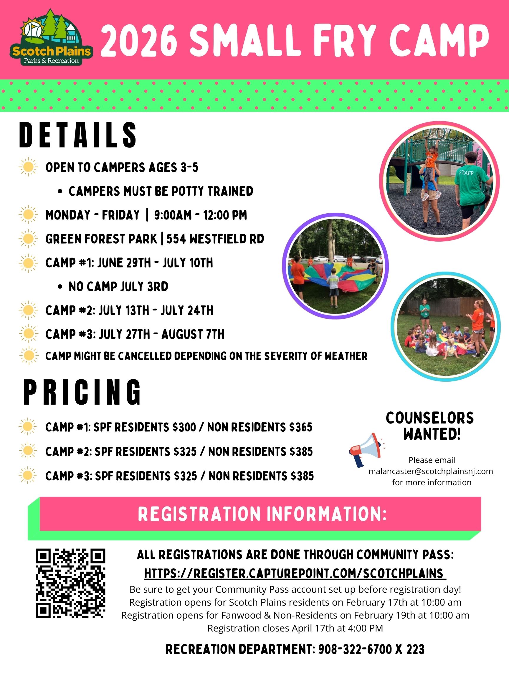 2026 Small Fry Camp Flyer